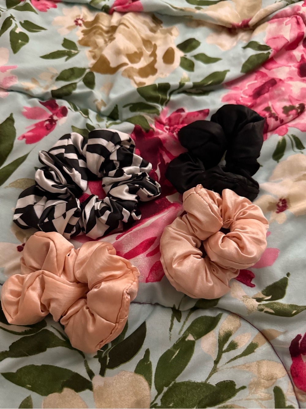 Target Satin Scrunchie Set - Blush, Black & Zebra